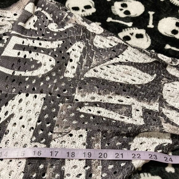 VIA VITALE Vintage white grey black number print long cardigan ~ MEDIUM LARGE XL - Picture 8 of 13